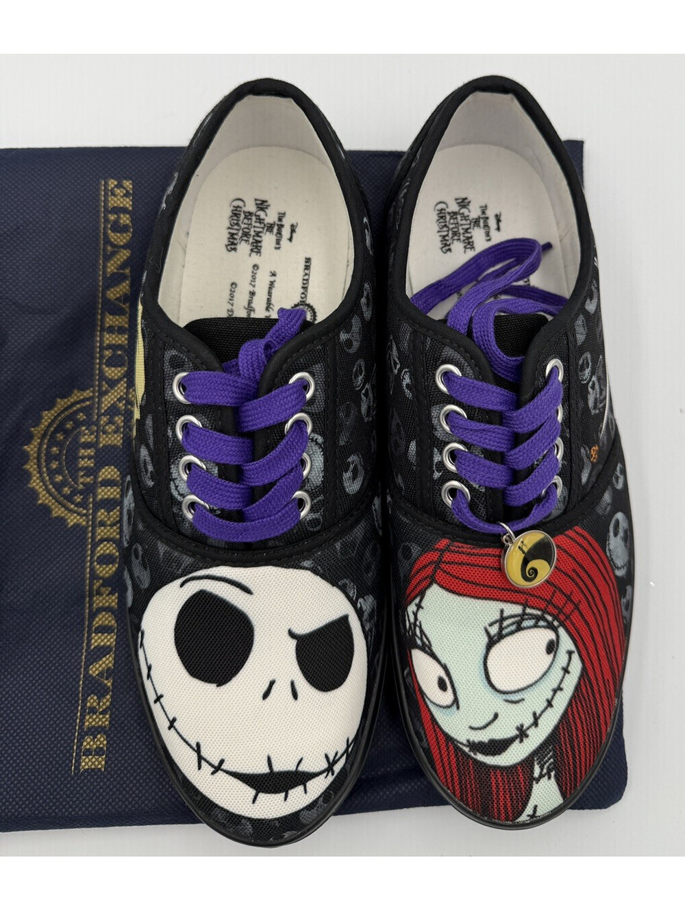 Disney Nightmare Before Christmas Jack Sally Bradford Exchange Shoes New w/ Bag